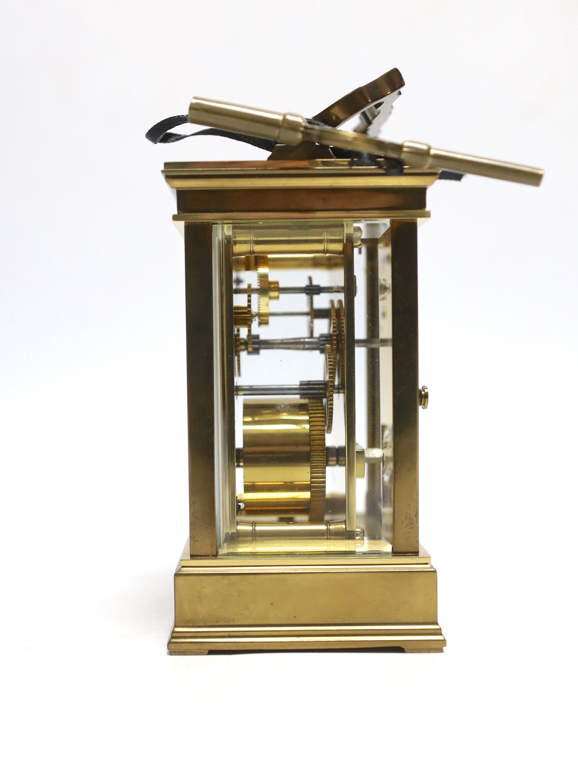 A French brass cased carriage timepiece